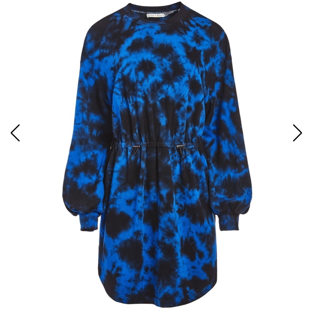 NWT Alice + Olivia Heeda Tie Dye Blue Black Mini Dress Size Medium - Picture 5 of 11